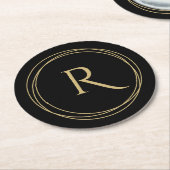 Monogram Initiaal in cirkels Ronde Kartonnen Onderzetter (Gebogen)