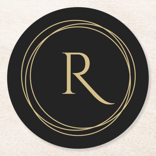 Monogram Initiaal in cirkels Ronde Kartonnen Onderzetter (Voorkant)