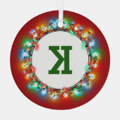 Monogram Initiaal in vakantielichten Glas Ornament (Achterkant)