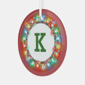 Monogram Initiaal in vakantielichten Glas Ornament (Voorkant links)