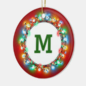 Monogram Initiaal in vakantielichten met jaar Keramisch Ornament (Links)