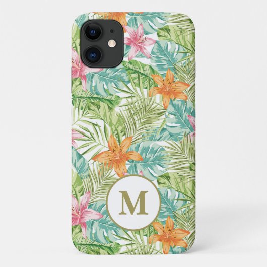 Monogram Initiaal iPhone Gepersonaliseerd tropisch Case-Mate iPhone Case (Achterkant)