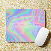 Monogram Initiaal iriserend hologram mousepad Muismat