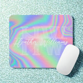 Monogram Initiaal iriserend hologram mousepad Muismat