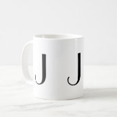 Monogram Initiaal J Black & White Modern Coffee Mo Koffiemok (Voorkant links)