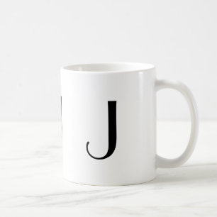 Monogram Initiaal J Black & White Modern Coffee Mo Koffiemok