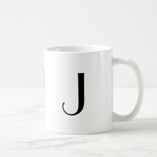 Monogram Initiaal J Black & White Modern Coffee Mo Koffiemok (Rechts)