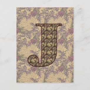 Monogram Initiaal J Elegante Vintage Bloem Briefkaart