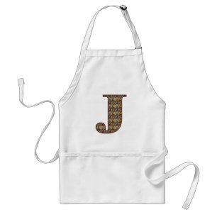 Monogram Initiaal J Elegante Vintage Bloem Standaard Schort