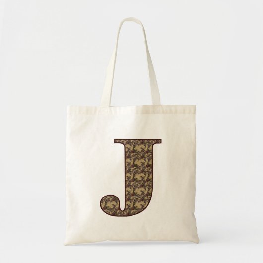 Monogram Initiaal J Elegante Vintage Bloem Tote Bag (Voorkant)