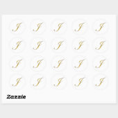 Monogram Initiaal J in gouden Script Envelope Seal Ronde Sticker (Vel)