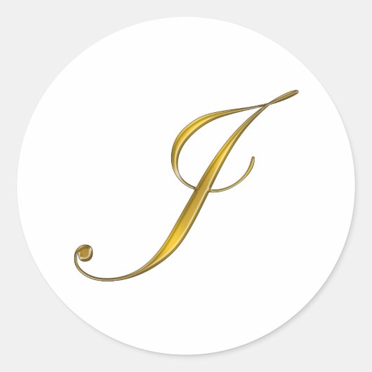 Monogram Initiaal J in gouden script enveloppe zeg Ronde Sticker (Voorkant)