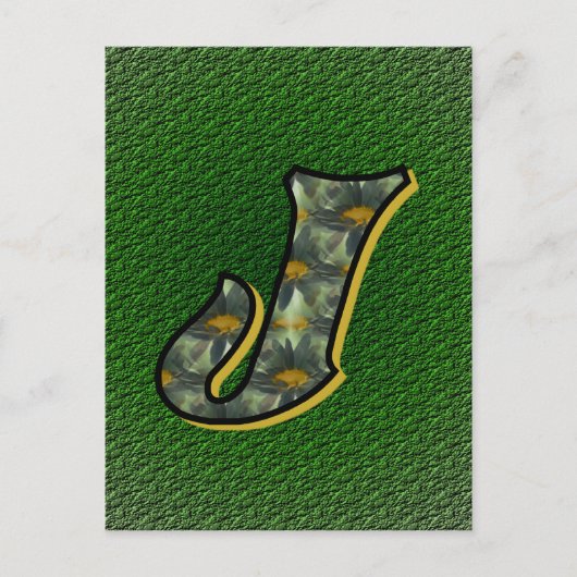 Monogram Initiaal J Madeliefjes Bloem Kunst Briefkaart (Voorkant)