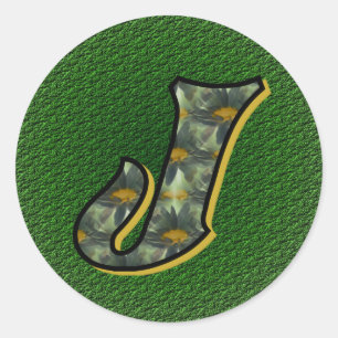 Monogram Initiaal J Madeliefjes Bloem Kunst Ronde Sticker