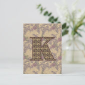 Monogram Initiaal K Elegante Vintage Bloem Briefkaart (Staand voorkant)