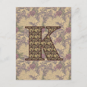 Monogram Initiaal K Elegante Vintage Bloem Briefkaart