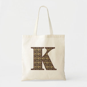 Monogram Initiaal K Elegante Vintage Bloem Tote Bag