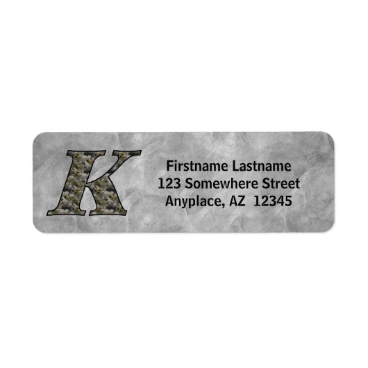 Monogram Initiaal K Hortensia Retouradres Etiket (Voorkant)