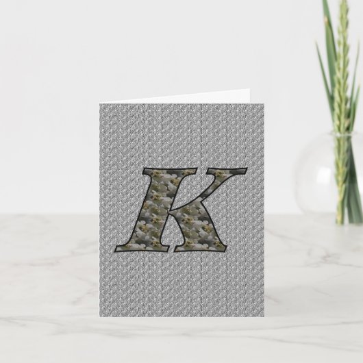 Monogram Initiaal K Hydrangea Floral Card Notitiekaartje (Voorkant)