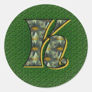 Monogram Initiaal K Madeliefjes Bloem Kunst Ronde Sticker