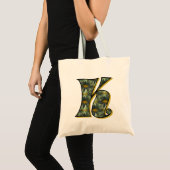 Monogram Initiaal K Madeliefjes Bloem Kunst Tote Bag (Voorkant (product))
