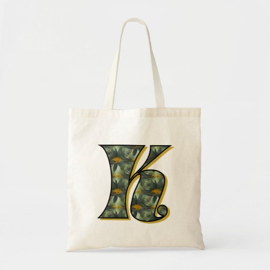Monogram Initiaal K Madeliefjes Bloem Kunst Tote Bag (Voorkant)
