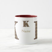 Monogram Initiaal K Vintage Bloem Motief Persoonli Mok (Midden)