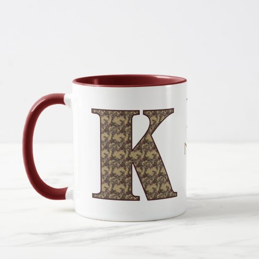 Monogram Initiaal K Vintage Bloem Motief Persoonli Mok (Links)