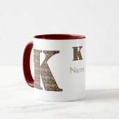 Monogram Initiaal K Vintage Bloem Motief Persoonli Mok (Voorkant links)