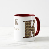 Monogram Initiaal K Vintage Bloem Motief Persoonli Mok (Voorkant rechts)