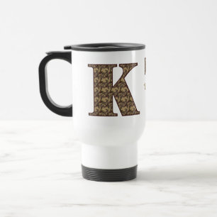 Monogram Initiaal K Vintage Bloemstuk Persoonlijk Reisbeker