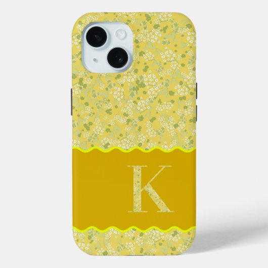 MONOGRAM INITIAAL K YELLOW LITTLE FLOWERS Case-Mate iPhone CASE (Achterkant)
