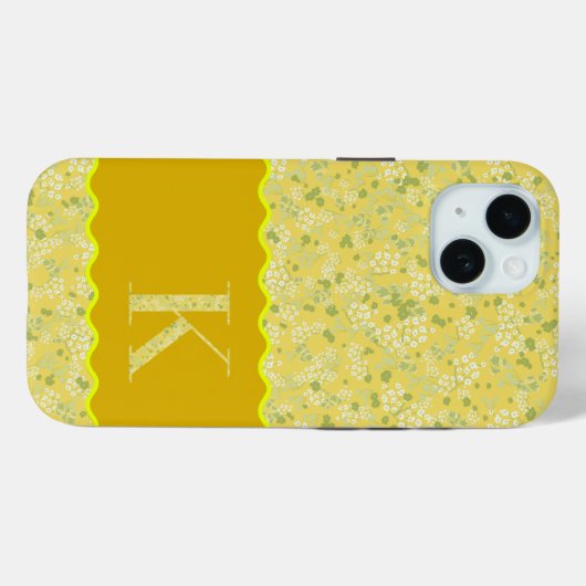 MONOGRAM INITIAAL K YELLOW LITTLE FLOWERS Case-Mate iPhone CASE (Achterkant (horizontaal))