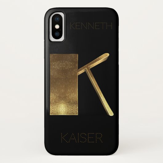 Monogram Initiaal K Zwart Goud Case-Mate iPhone Case (Achterkant)