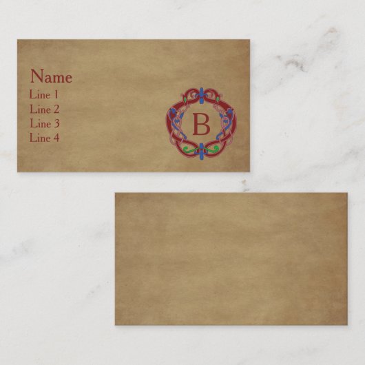 Monogram Initiaal Keltisch Ontwerp  Visitekaartje (Voorkant / Achterkant)