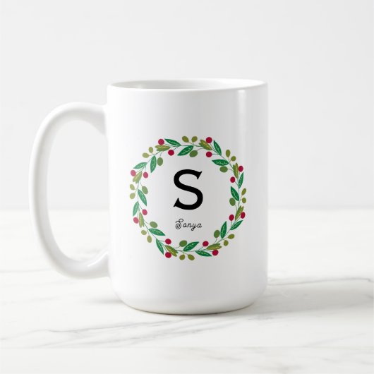 Monogram initiaal - Kerstmis Koffiemok (Links)