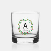 Monogram initiaal - Kerstmis Whisky Glas (Voorkant)