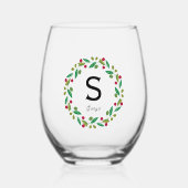 Monogram initiaal - Kerstmis Wijnglas Zonder Voet (Voorkant)