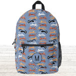 Monogram Initiaal Kitty Cat Gepersonaliseerd Bedrukte Rugzak<br><div class="desc">Veel mooie kleine katten voor dierenvrienden. Originele kunst van Nic Squirrell. Wijzig het monogram initiaal om het te personaliseren.</div>