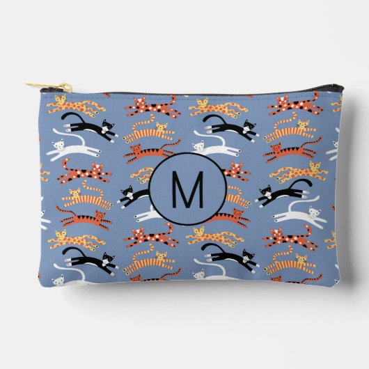 Monogram Initiaal Kitty Cat Gepersonaliseerd Etui (Voorkant)