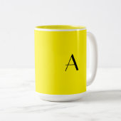 Monogram Initiaal kleurig, donkergeel Tweekleurige Koffiemok (Voorkant rechts)