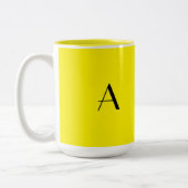 Monogram Initiaal kleurig, donkergeel Tweekleurige Koffiemok (Links)