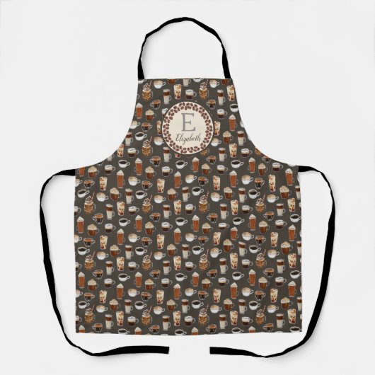 Monogram Initiaal Koffie Lover Schort (Voorkant)