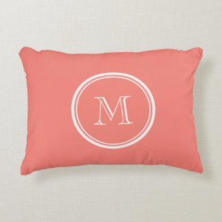 Monogram Initiaal koraal roze hoog gekleurd Decoratief Kussen