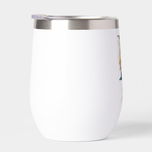 Monogram Initiaal L Blauwe Bloemen Waterverf Gift (Rechts)