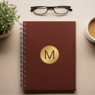 Monogram Initiaal l Classy Red Leather & Gold Notitieboek