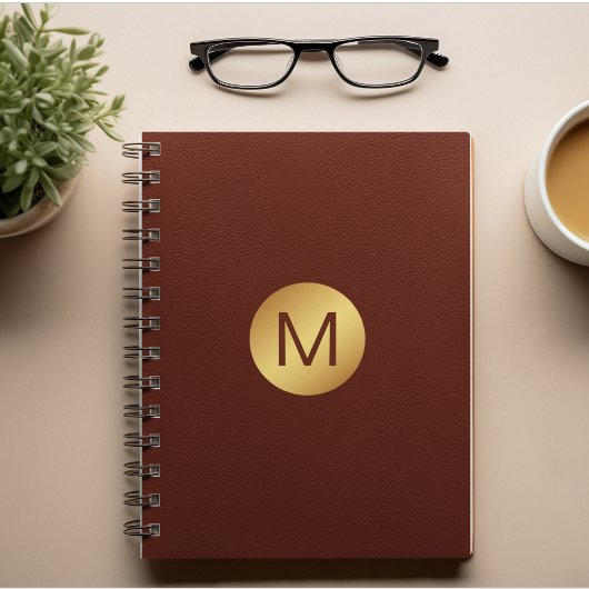 Monogram Initiaal l Classy Red Leather & Gold Notitieboek