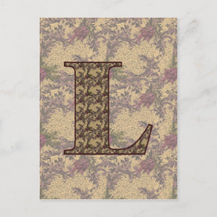 Monogram Initiaal L Elegante Vintage Bloem  Briefkaart
