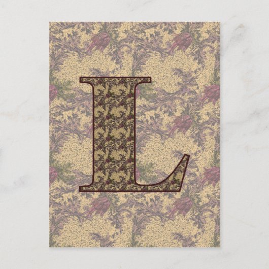 Monogram Initiaal L Elegante Vintage Bloem  Briefkaart (Voorkant)