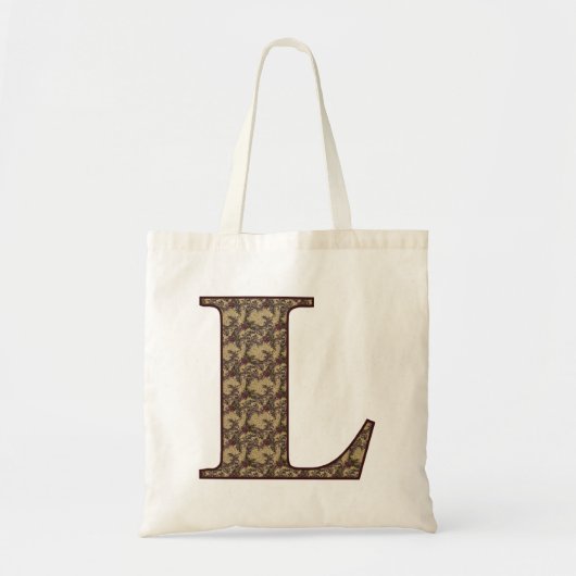 Monogram Initiaal L Elegante Vintage Bloem Tote Bag (Voorkant)